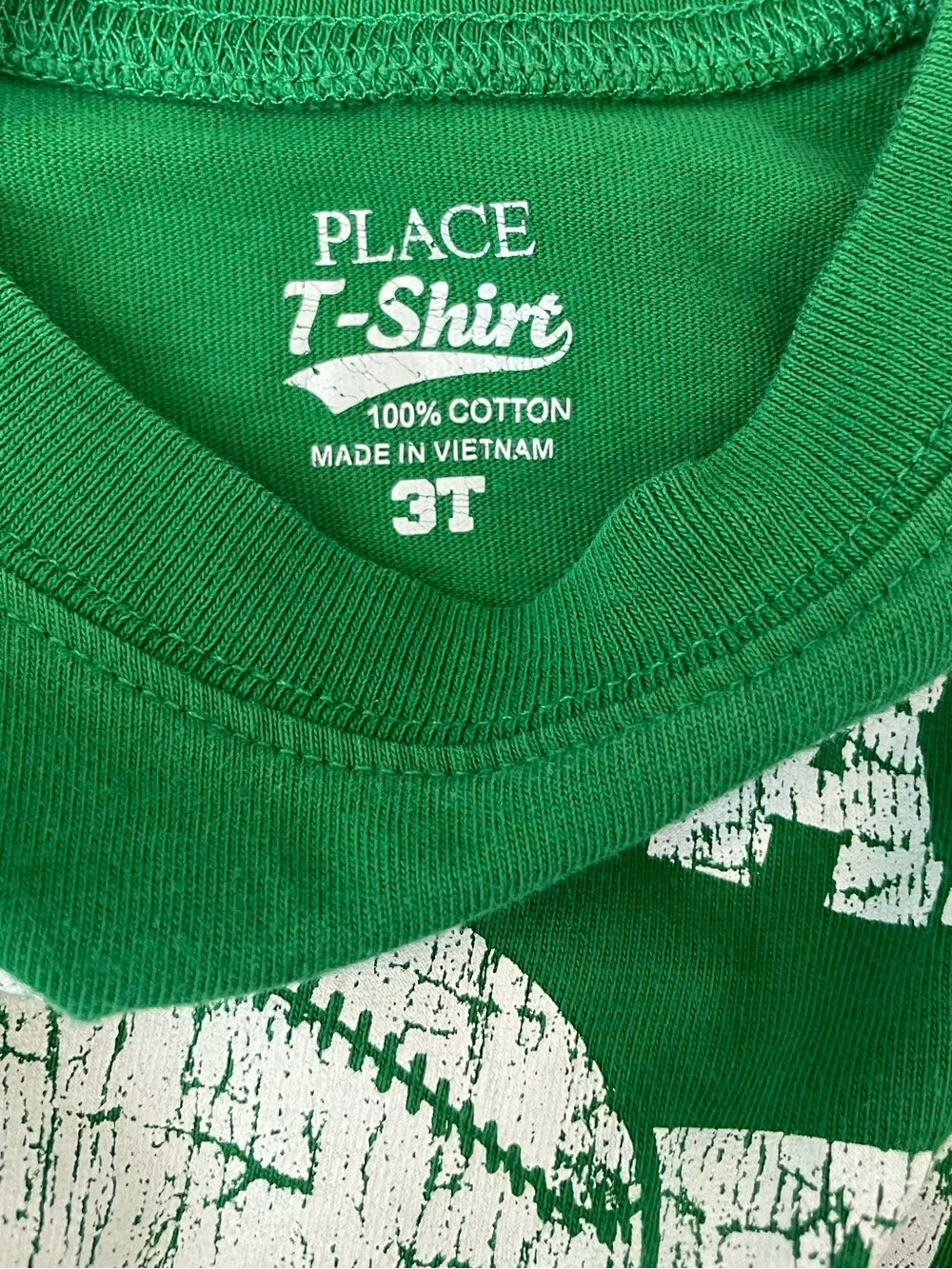 The Children’s Place Green, Baseball Shirt. Boys size 3T.